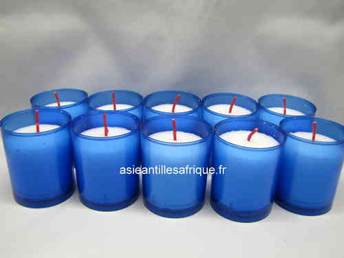 10 Veilleuses- Bougies votives bleues 30h